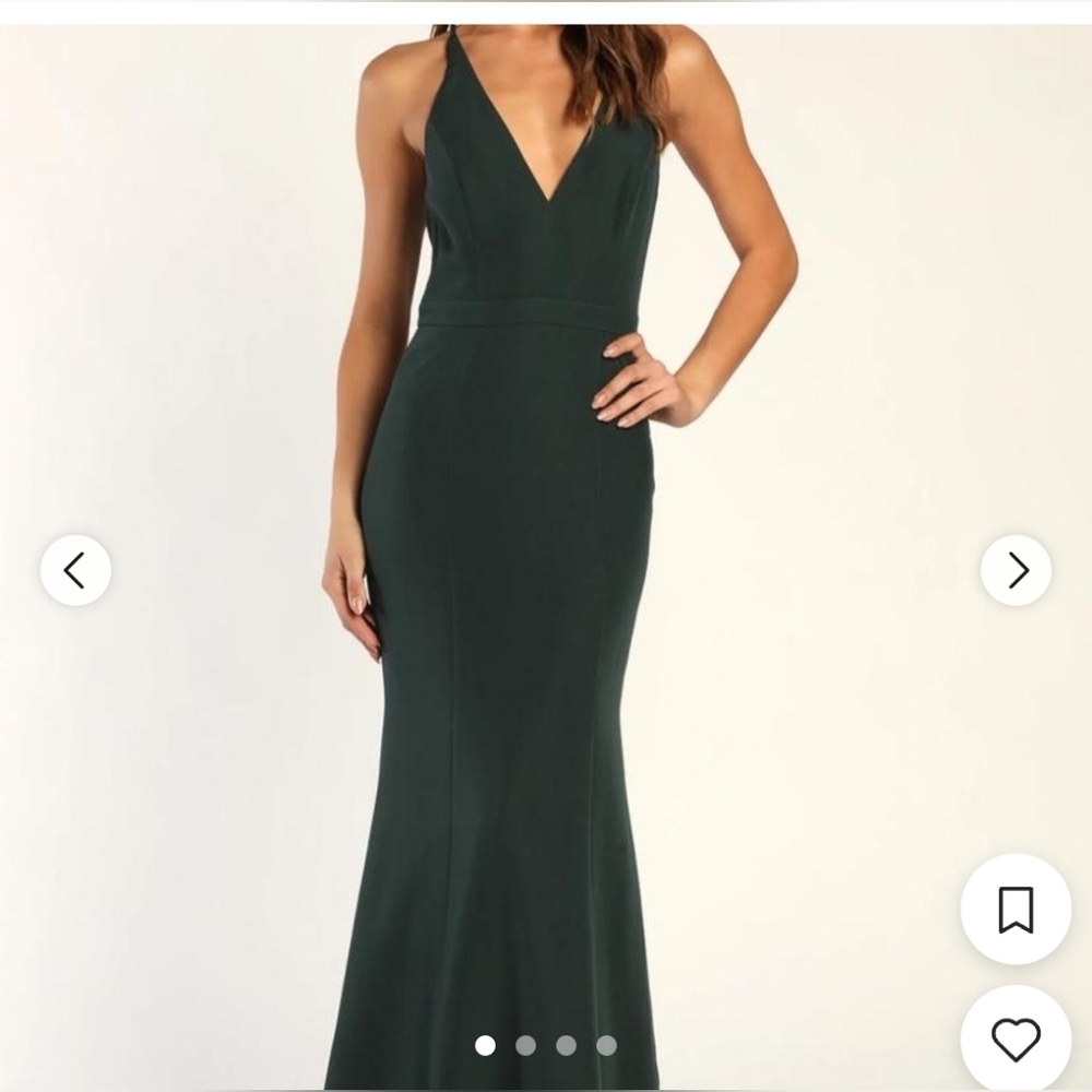 Lulu's Dark Green Strapless Dress